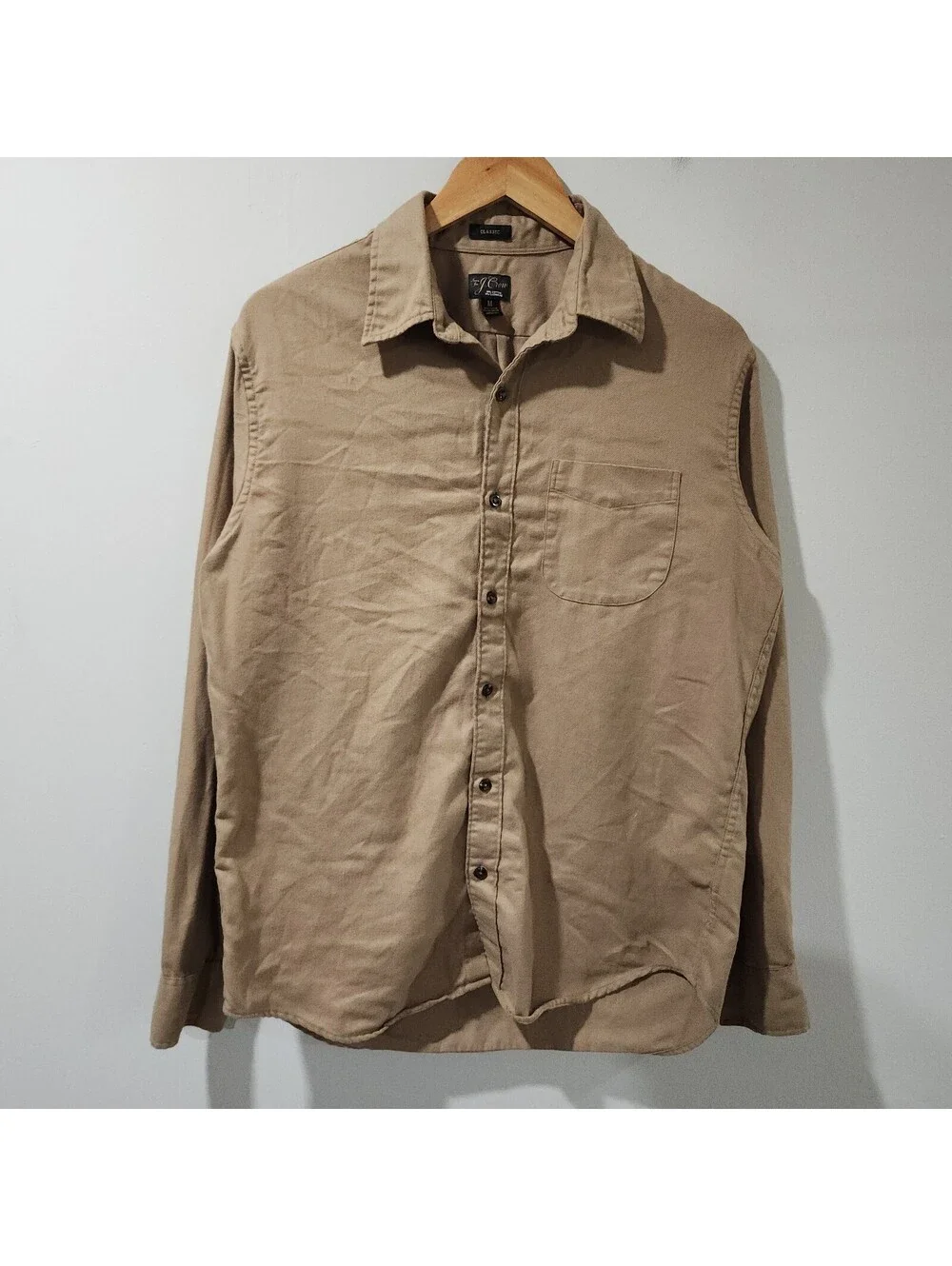 J. Crew Cashmere Blend Button Up Shirt Preppy Classic Casual Money Mens Medium